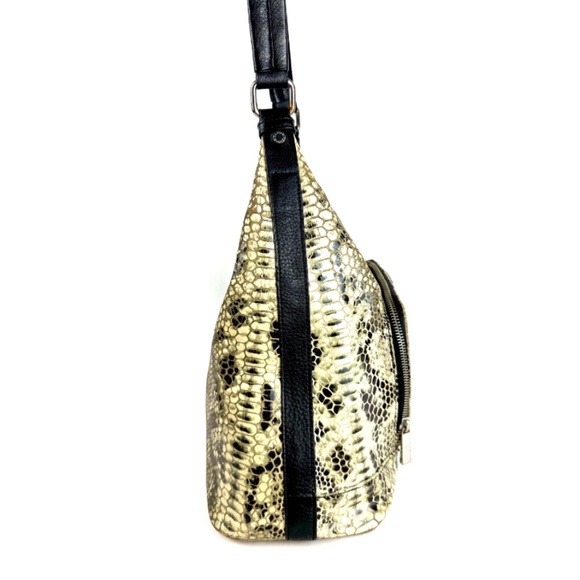 Vintage ‘Danier Leather’ Beige & Black Leather Snake Print Hobo Shoulder Handbag - Picture 3 of 10